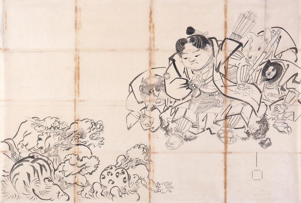 作品画像:粉本 絵馬 桃太郎鬼退治