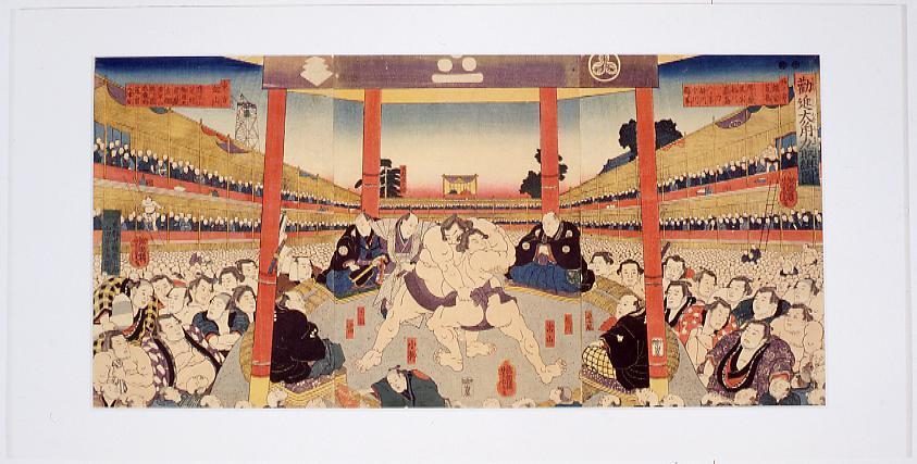 作品画像:勧進大角力取組図