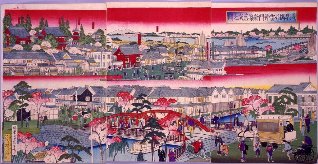 作品画像:浅草橋并雷門新築落成之図