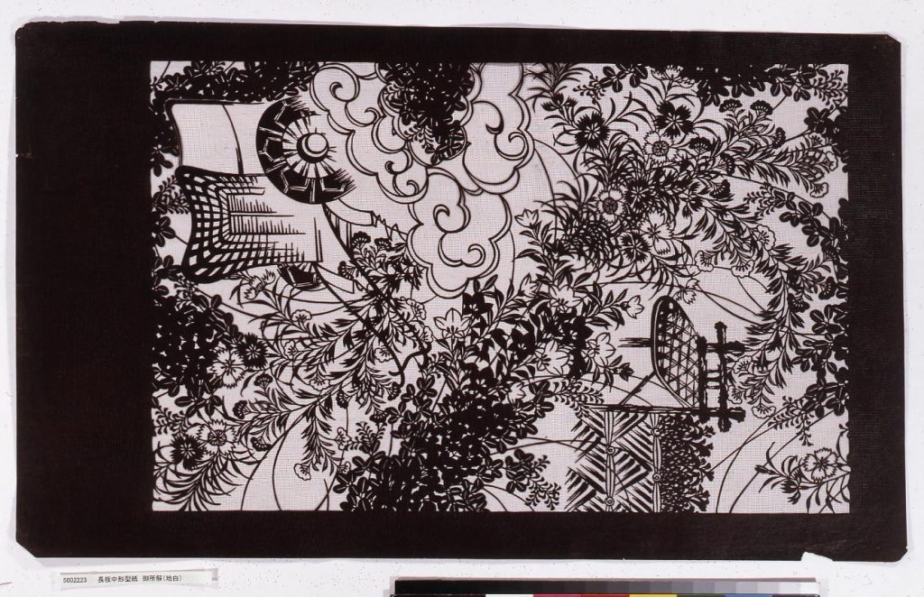 作品画像:長板中形型紙 御所解(地白)