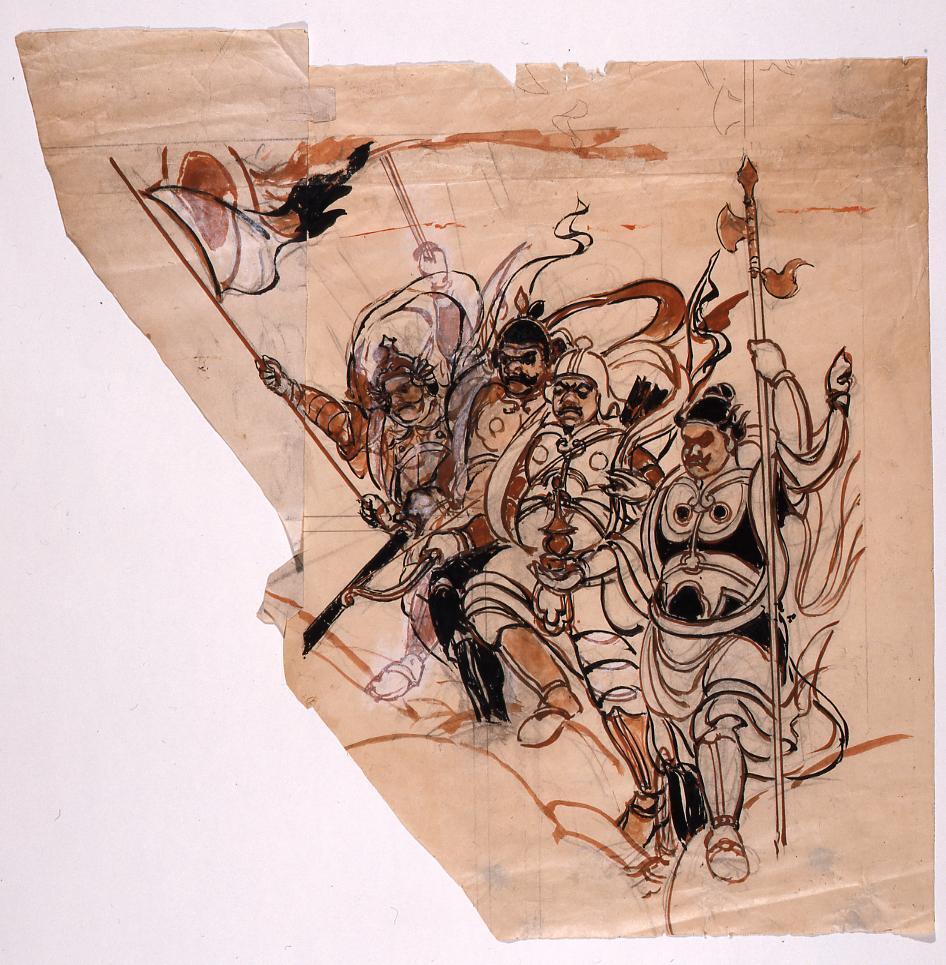 作品画像:下絵 「振天府」(四天王)