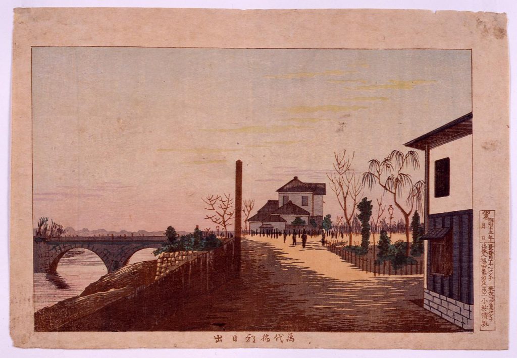 作品画像:万代橋朝日出