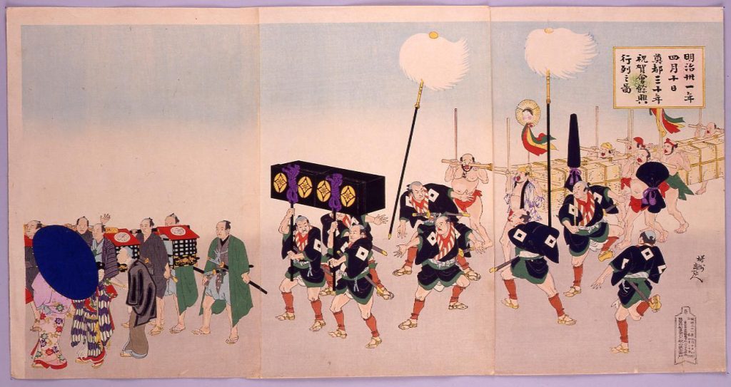作品画像:奠都三十年祝賀会 余興行列之図