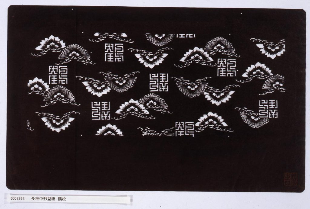 作品画像:長板中形型紙 鶴松