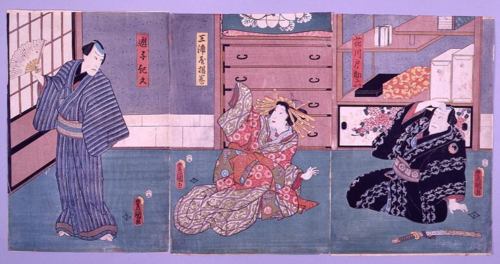 作品画像:江戸桜清水清玄 花川戸ノ助六・三浦屋揚巻・遊子紀文