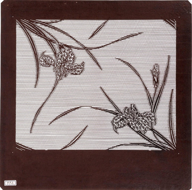 作品画像:長板中形型紙 あやめに横縞