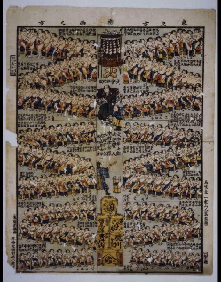 相撲番付力士行進図