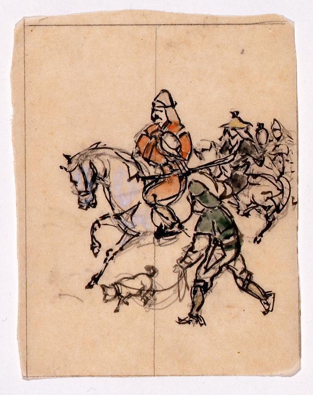 作品画像:下絵 巻狩