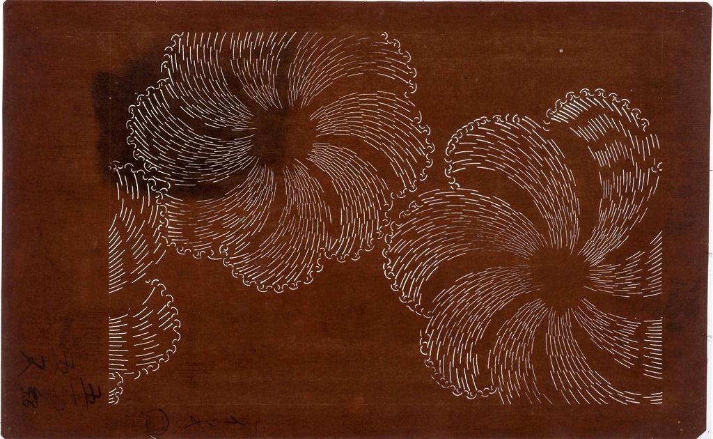 作品画像:長板中形型紙 波花(大判 追掛)