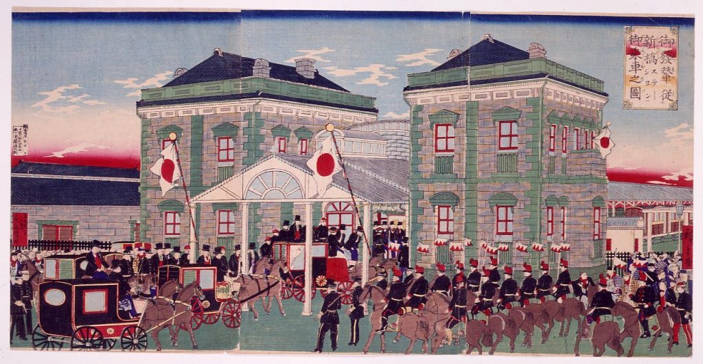 作品画像:御発輦従新橋ステーション御乗車之図