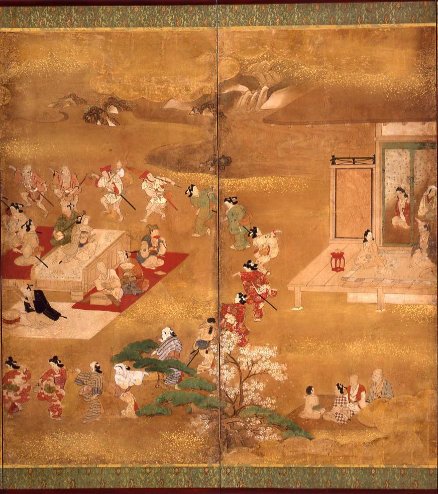 作品画像:邸内邸外遊楽図屏風