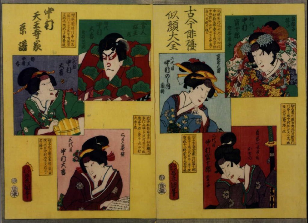 作品画像:古今俳優似顔大全 中村天王寺家系譜