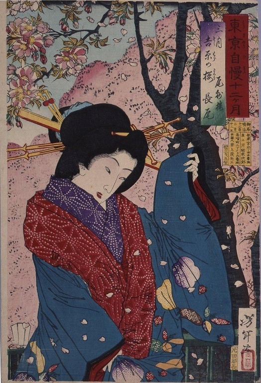 作品画像:東京自慢十二ヶ月 三月 吉原の桜