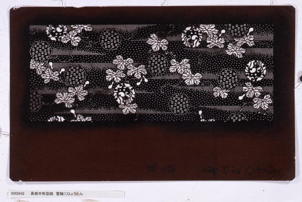 作品画像:長板中形型紙 雪輪にひょうたん