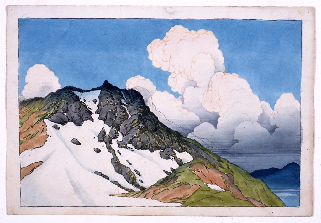 作品画像:旅みやげ第三集 白馬山より見たる朝日嶽 原画