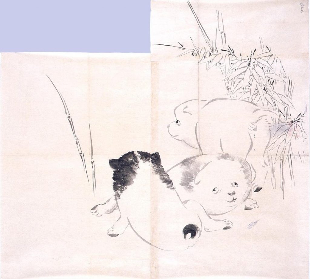 作品画像:粉本 笹に三狗