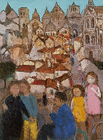 作品画像:建物と人々と B