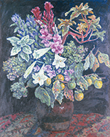 作品画像:枝柿と花の静物