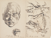 作品画像:自画像 3(右半面:槍投げ練習)