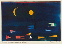 作品画像:Paysage avec des drapeaux et la lune(旗と月のある風景)