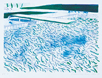 作品画像:水のリトグラフ(線、緑の淡彩)