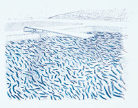 作品画像:リトグラフの水(線、クレヨン)