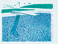 作品画像:リトグラフの水(線、クレヨン、ブルーの淡彩)