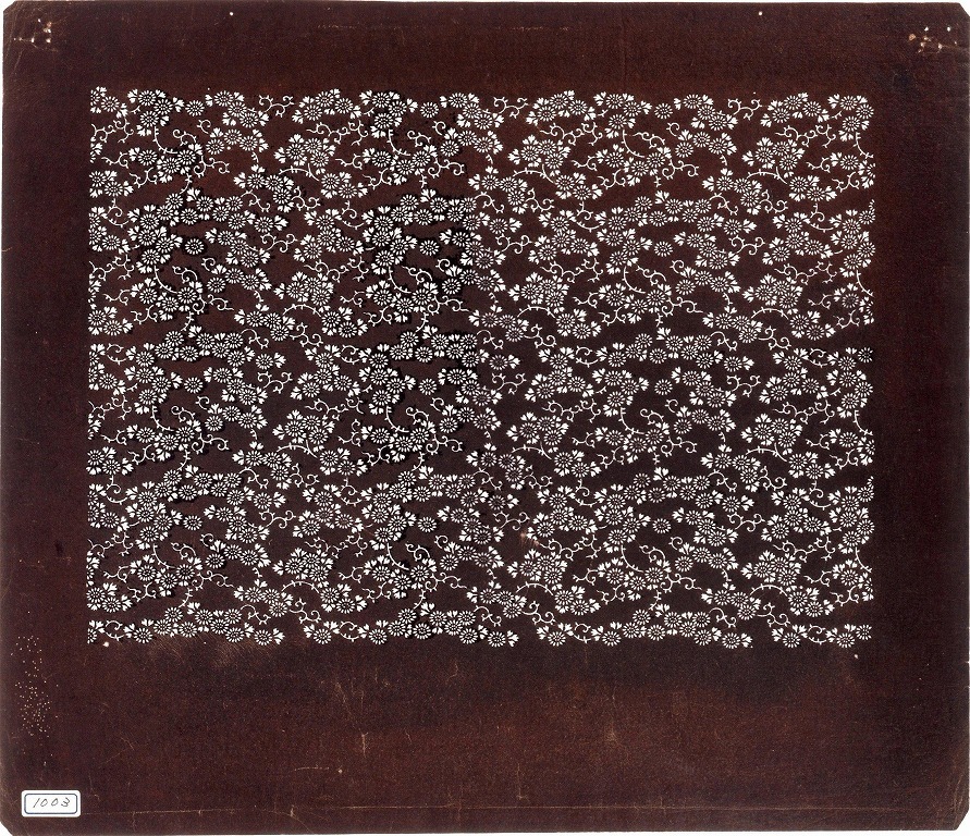 作品画像:長板中形型紙 小菊に唐草