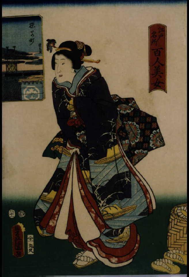 作品画像:江戸名所百人美女 猿若町
