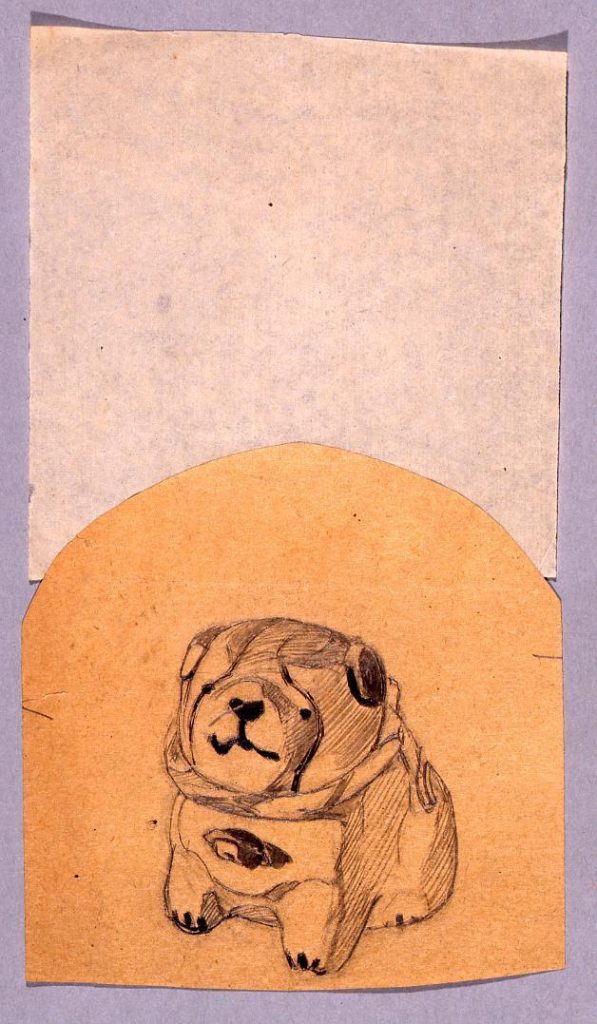 作品画像:下絵 静物(人形玩具の犬)