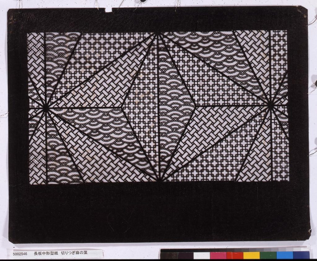 作品画像:長板中形型紙 切りつぎ麻の葉
