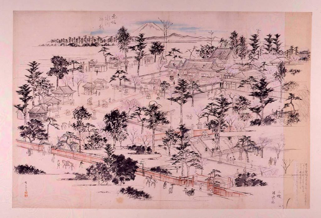 作品画像:赤坂氷川神社図(下絵)