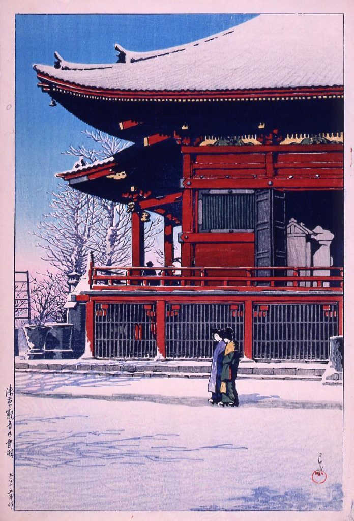 作品画像:東京二十景 浅草観音の雪晴 試摺
