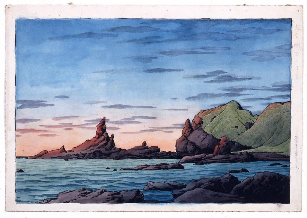 作品画像:旅みやげ第三集 男鹿半島龍ヶ島 原画