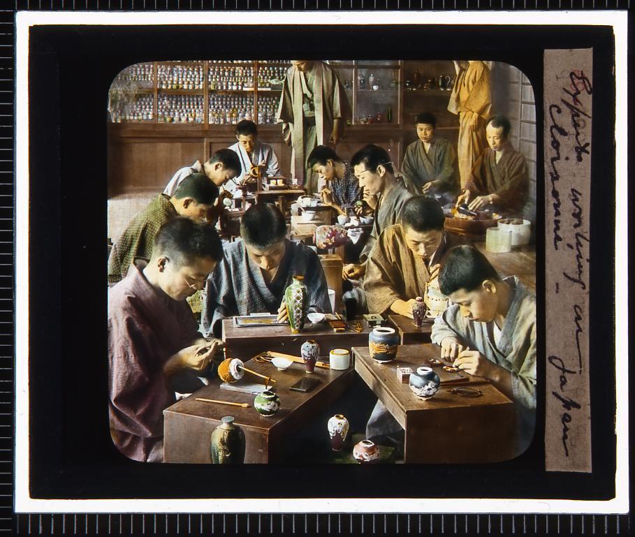 作品画像:七宝焼作り(幻燈原板)