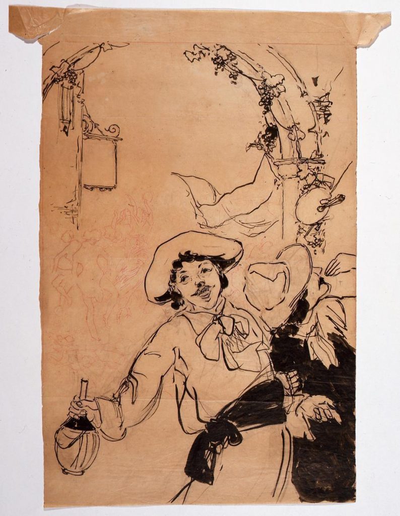 作品画像:下絵 ブドウ祭の男