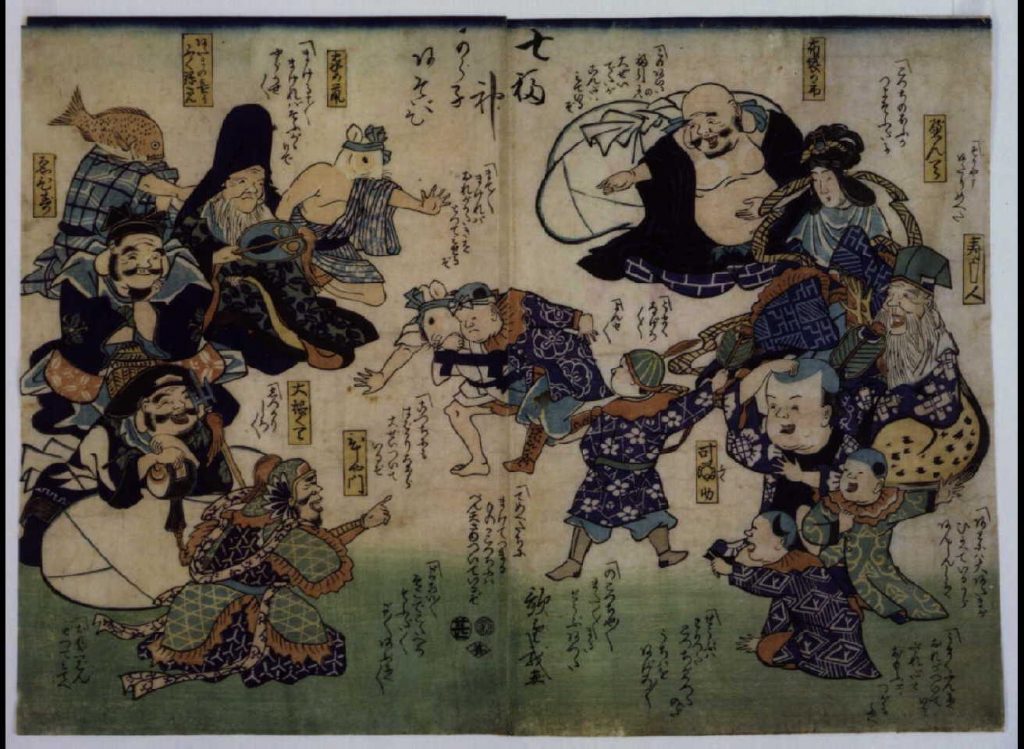 作品画像:幕末頃子供遊絵 七福神から子あそび