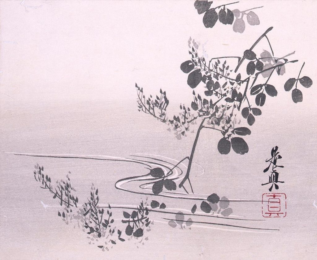 作品画像:多色刷 萩と流水