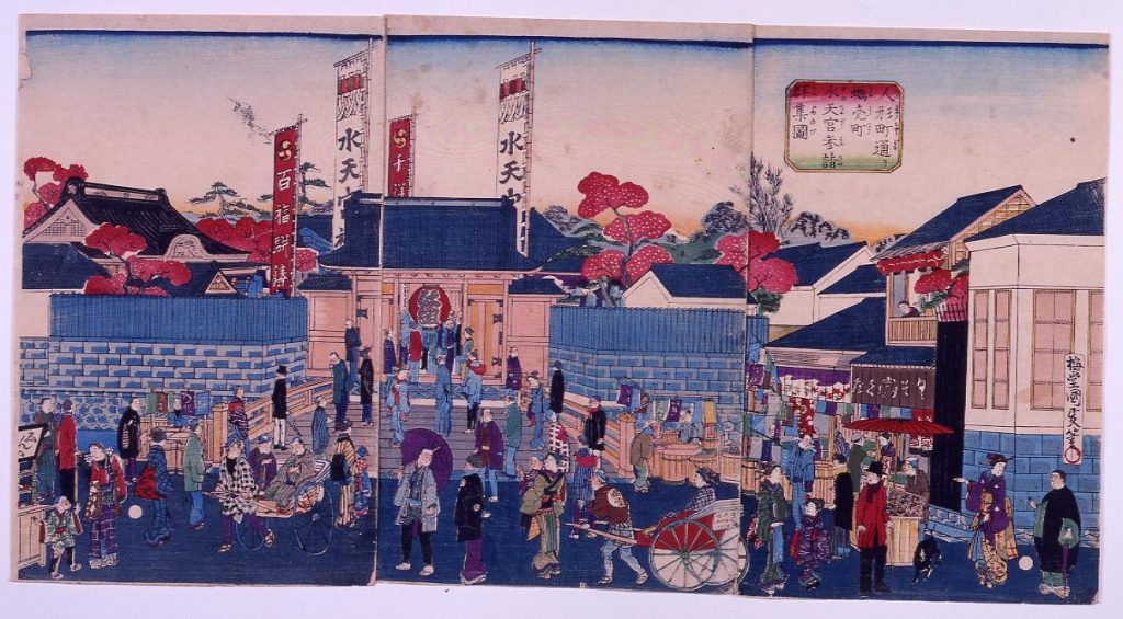作品画像:人形町通り蛎売町水天宮参詣群集図
