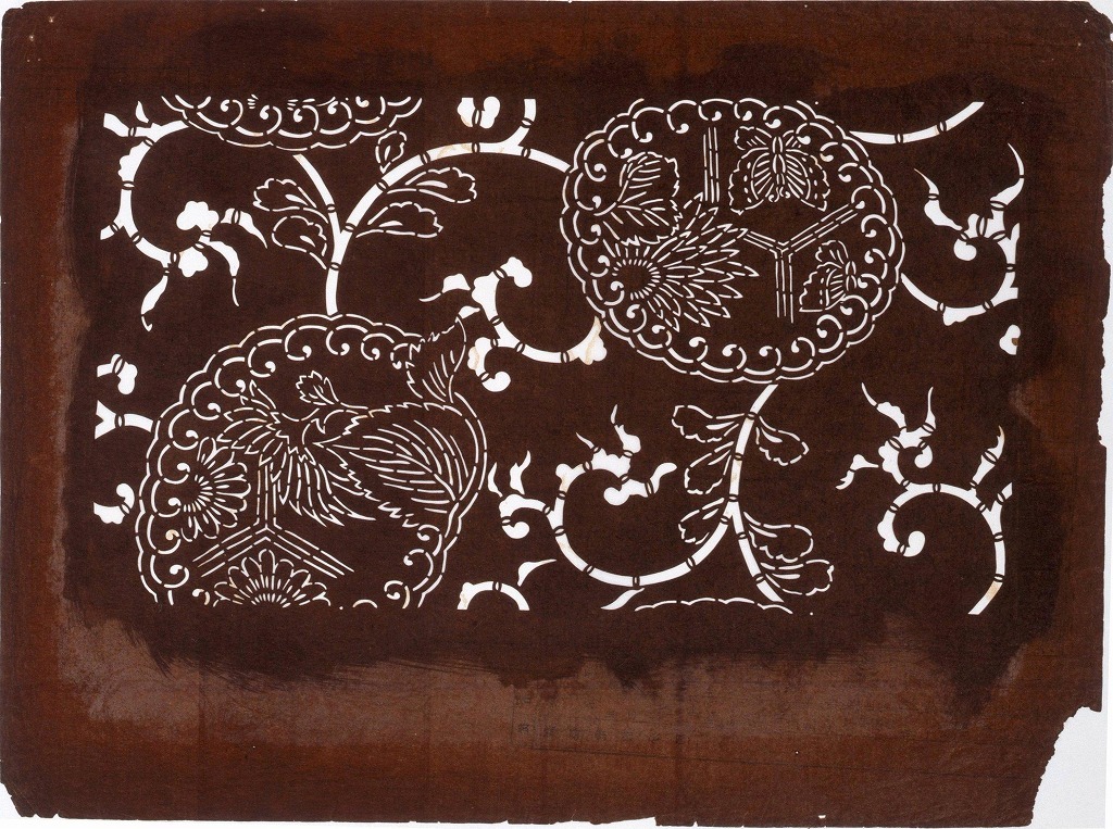 作品画像:長板中形型紙 花丸に唐草