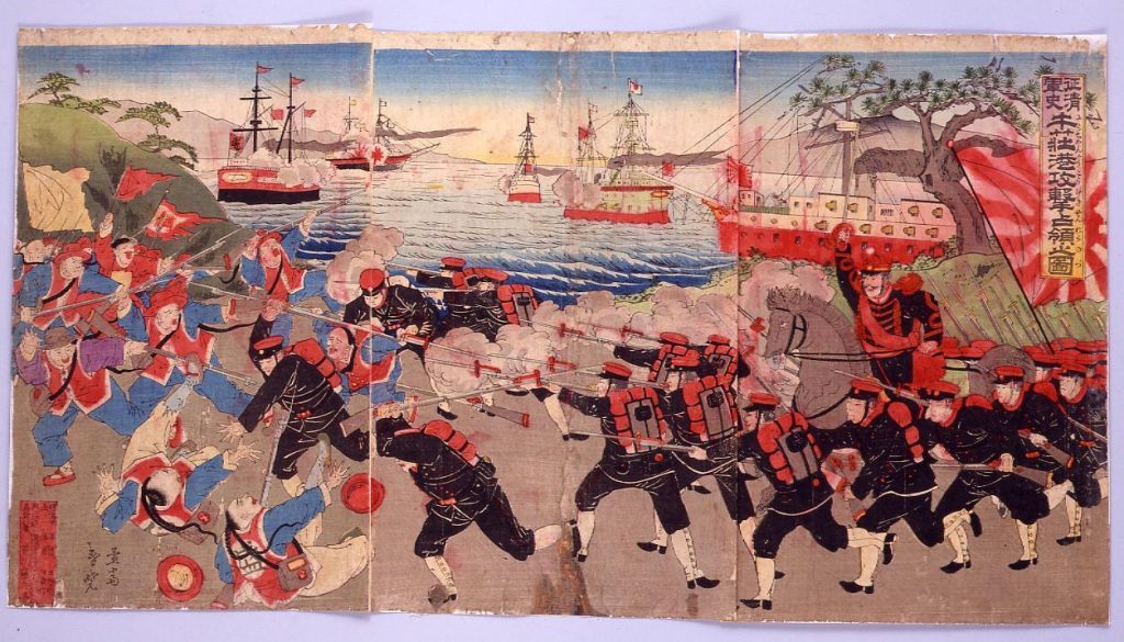 作品画像:征清軍史 牛荘港攻撃占領之図