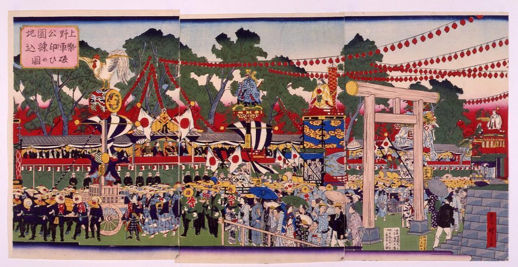 作品画像:上野公園地楽車印練込賑ひの図
