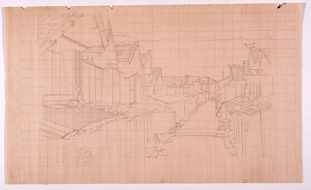下絵 街路風景