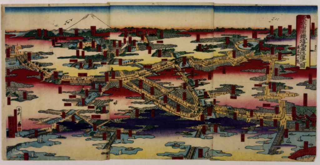 作品画像:東京市街鉄道馬車往復之図並ニ名所一覧
