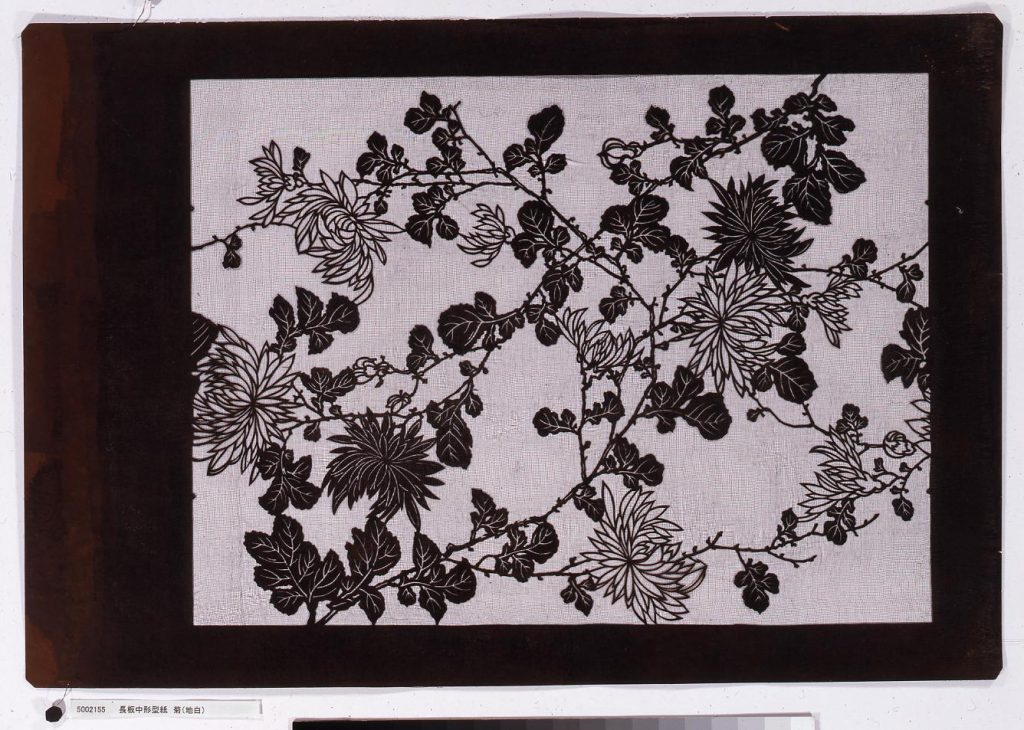 作品画像:長板中形型紙 菊(地白)