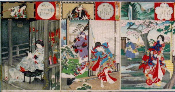 作品画像:雪月花 江戸本所の雪・山城古寺雨後の月・相模横山の花