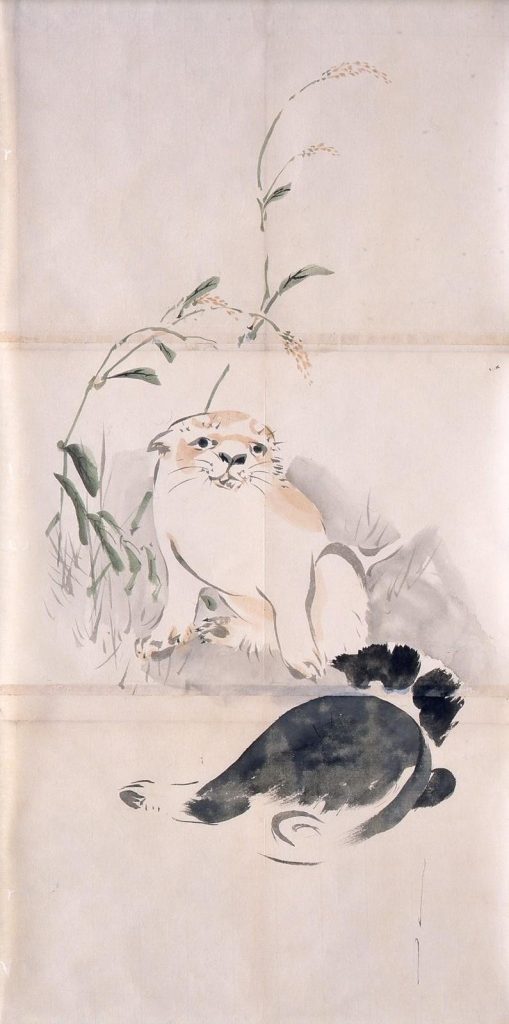 作品画像:粉本 二匹の仔犬と稗