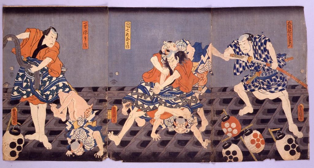 作品画像:芝居絵 大島佐賀右衛門 団七九郎兵衛 一寸徳久兵衛
