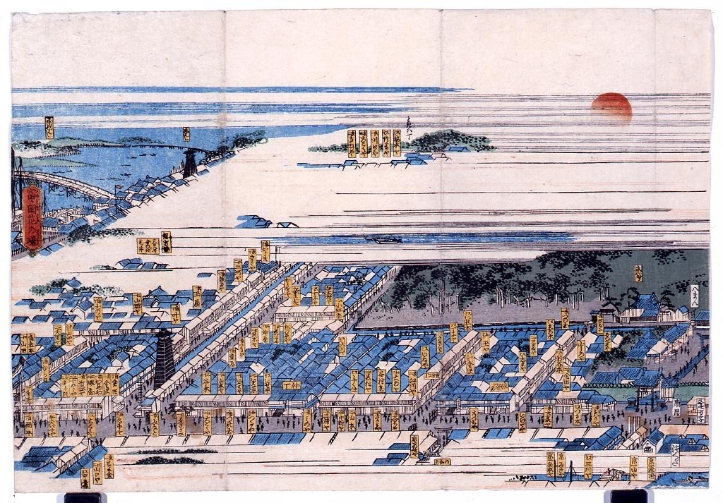 作品画像:富ケ岡花の曙(吉原仮宅図)