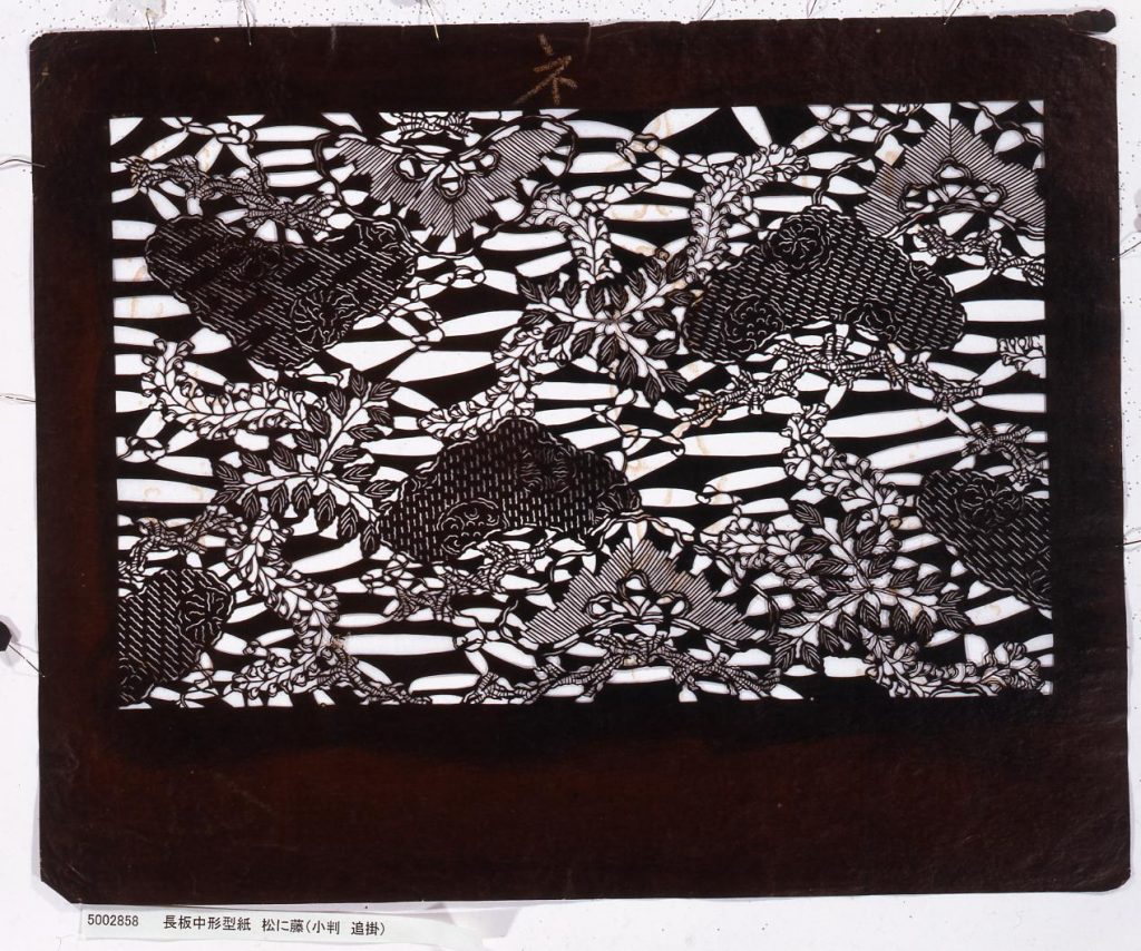 作品画像:長板中形型紙 松に藤(小判 追掛)